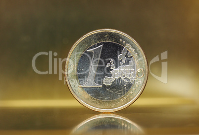 1 euro coin, European Union over gold background