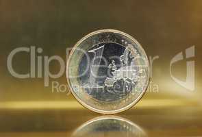 1 euro coin, European Union over gold background
