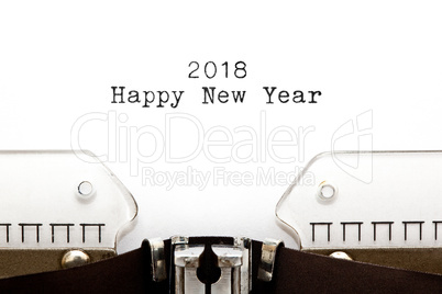 Happy New Year 2018 On Typewriter.