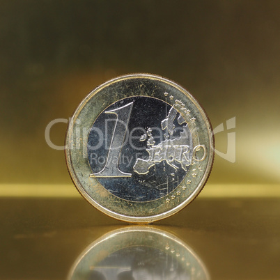 1 euro coin, European Union over gold background