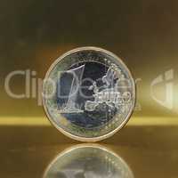 1 euro coin, European Union over gold background