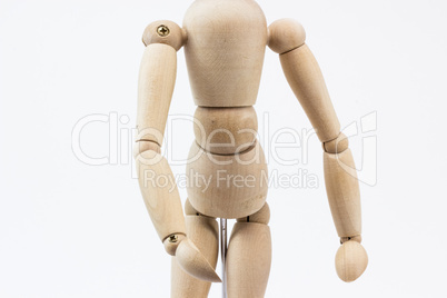 The torso of a wooden mannequin.