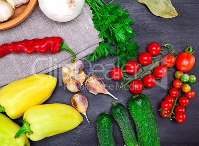 Fresh tomato, cucumber and pepper