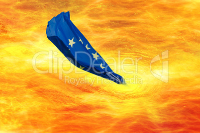 Feuer Kreise oder Strudel mit EU Fahne