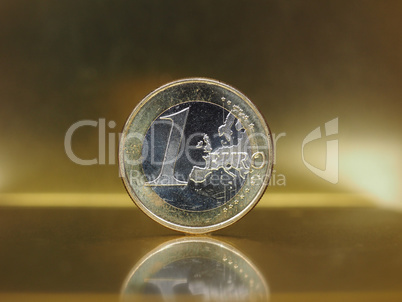 1 euro coin, European Union over gold background