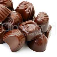 collection chocolate candies isolated on white