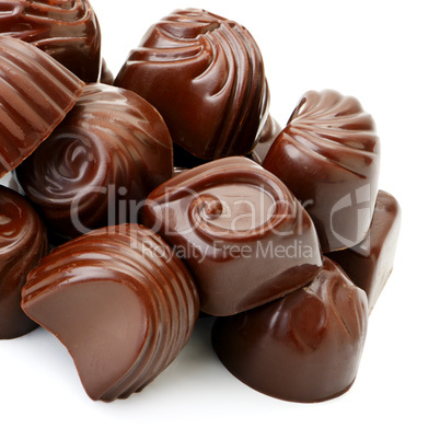 collection chocolate candies isolated on white