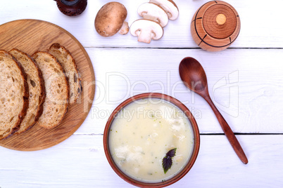 Cream mushroom soup with champignons