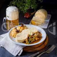 Original Czech dumpling with goulash