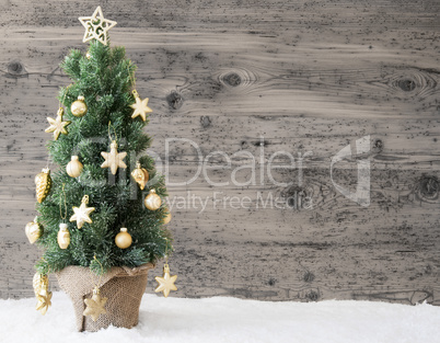 Golden Decorated Christmas Tree, Copy Space