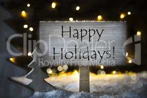 White Christmas Tree, Text Happy Holidays