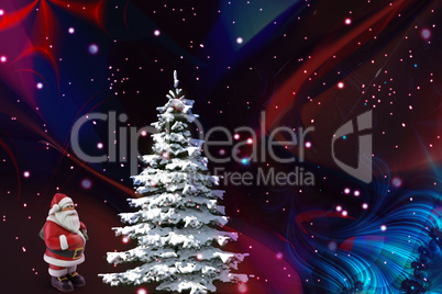 Christmas background: Christmas tree and Santa Claus
