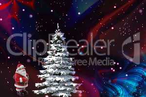 Christmas background: Christmas tree and Santa Claus