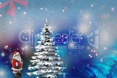 Christmas background: Christmas tree and Santa Claus