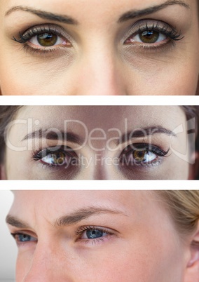 Various eyes in series of three