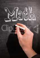hand writing Math on blackboard