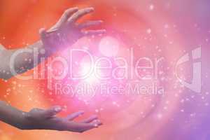 Composite image of hands gesturing against white background