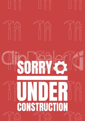 Under construction text against red background