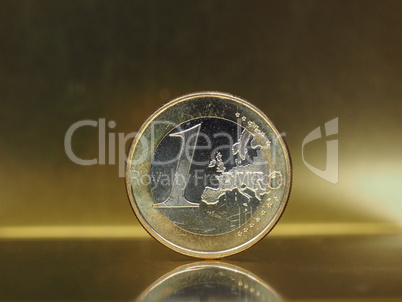 1 euro coin, European Union over gold background