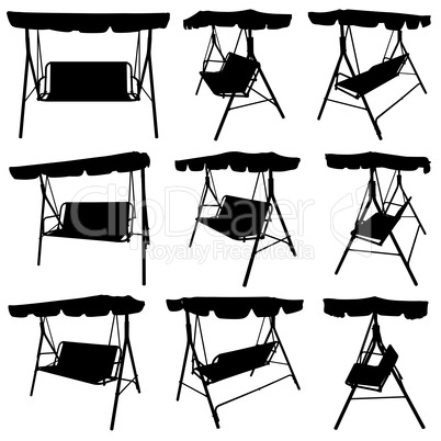 Set of different garden swings