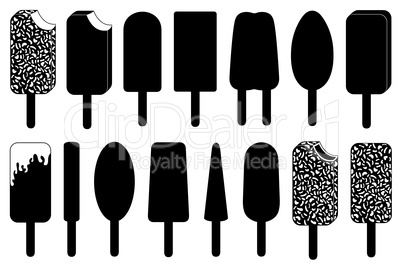 Set of different ice cream lolly