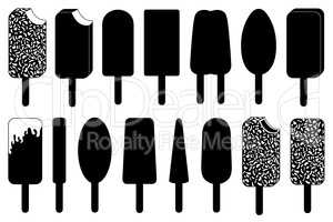 Set of different ice cream lolly