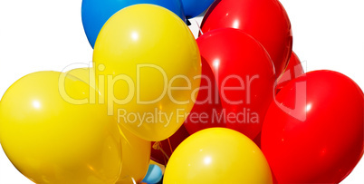 Yellow red and blue balloons