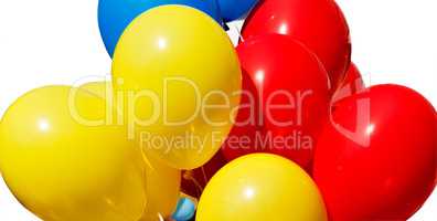 Yellow red and blue balloons