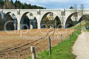 arch, concrete, wood, bridge, support, viaduct, concrete