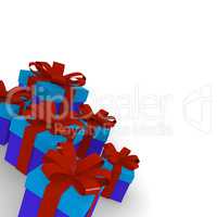 Red and blue gift boxes