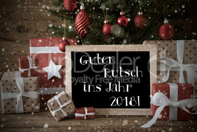 Nostalgic Christmas Tree, Snowflakes, Guten Rutsch 2018 Means Ne