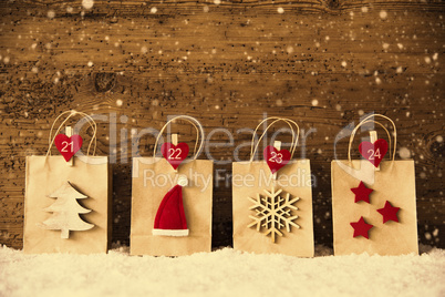 Shopping Bags With Christmas Decoration, Instagram Filter, Snowflakes