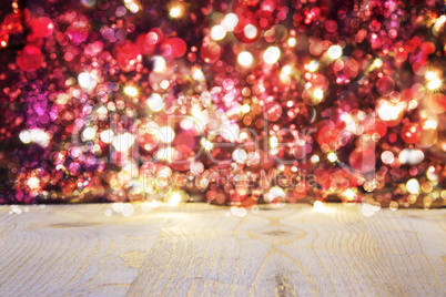 Christmas Background With Red Bright Glowing Lights