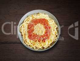 Dish of spaghetti bolognese