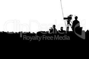 Conference production cameraman silhouette. Clipping path