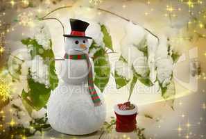 Christmas story : snowman with gifts .