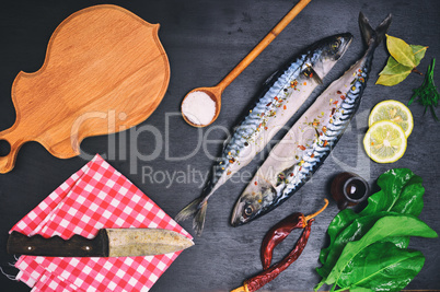 fresh mackerel fish with spices,