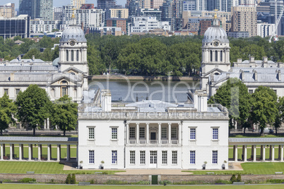 Old Royal Naval College in Greenwich und Canary Wharf, London, G