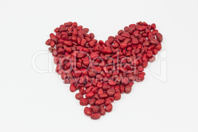 A heart, made by red stones.