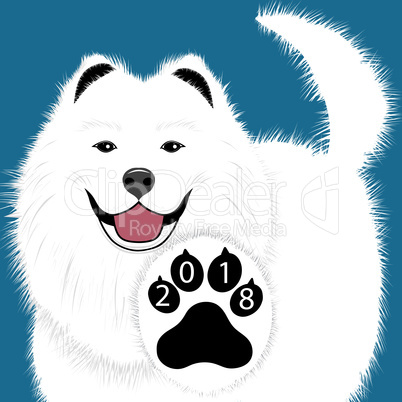 Puppy animal tattoo of Chinese New Year of the Dog samoyed vector file organized in layers for easy editing.