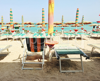 Italian beach with umbrellas