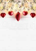 Red Vertical Christmas Banner, Copy Space, White Wood