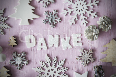 Christmas Flat Lay, Letters With Danke Means Thank You, Frame
