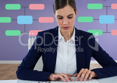 Woman at desk with mind map
