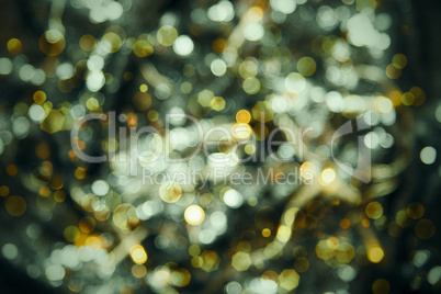 Glowing Green Lights Background, Party, Celebration Or Christmas Texture