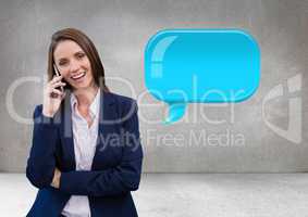 woman on phone with shiny chat bubble