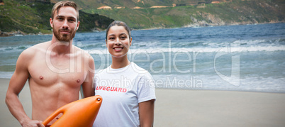 Composite image of portrait of confident lifeguards