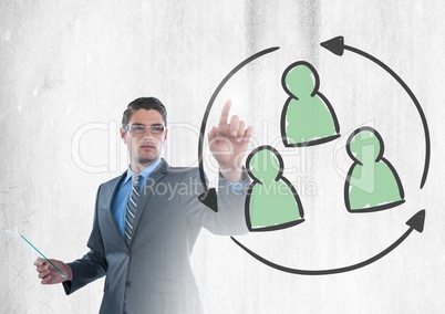 Businessman interacting and choosing group of people refresh icon