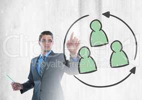 Businessman interacting and choosing group of people refresh icon