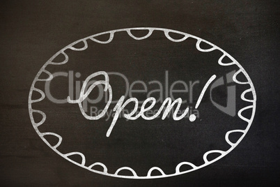 Composite image of graphic image of open sign